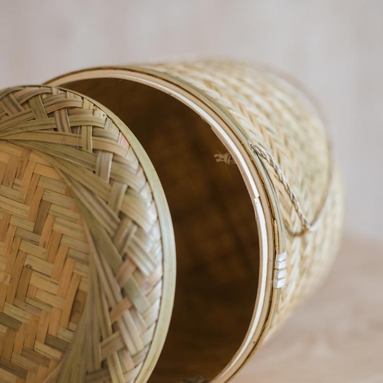 Southeast Asia Round Bamboo Tea Storage Box