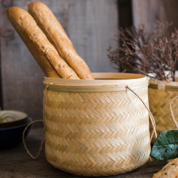 Southeast Asia Round Bamboo Tea Storage Box