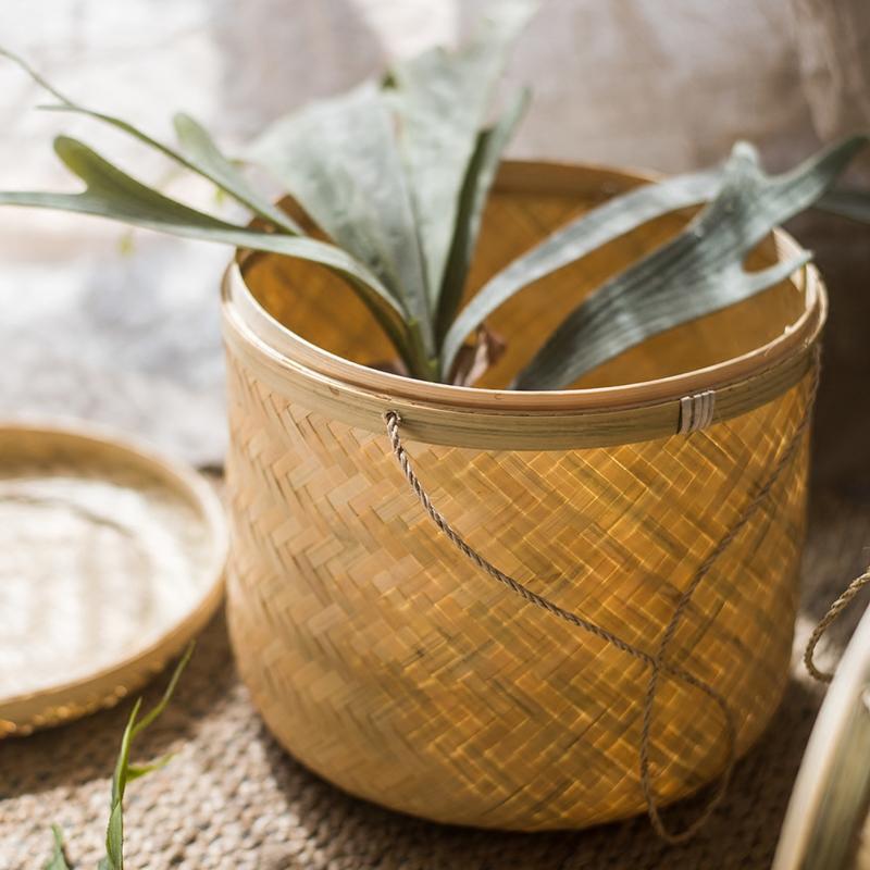 Southeast Asia Round Bamboo Tea Storage Box