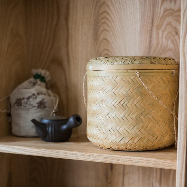 Southeast Asia Round Bamboo Tea Storage Box