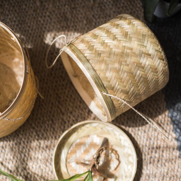 Southeast Asia Round Bamboo Tea Storage Box