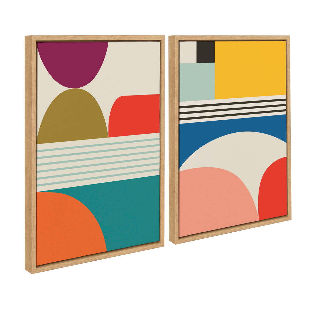 Sylvie Mid Century Modern Patterns Framed Canvas Set of 2 by Rachel Lee of My Dream Wall