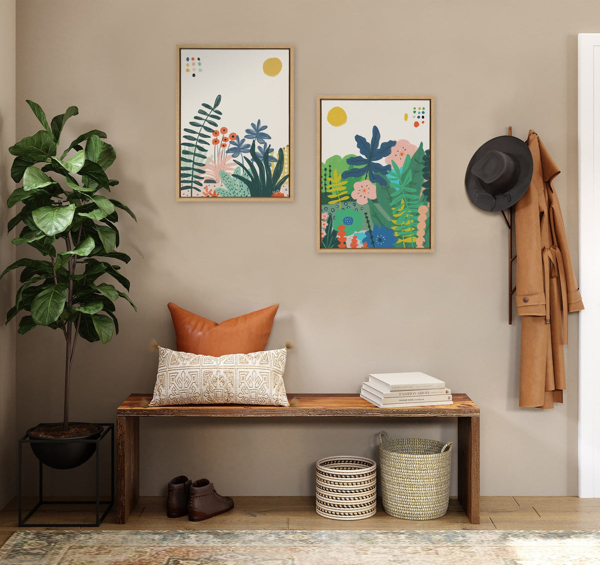 Sylvie Zen Garden 1 and 2 Framed Canvas Art Set of 2 by Kelly Knaga