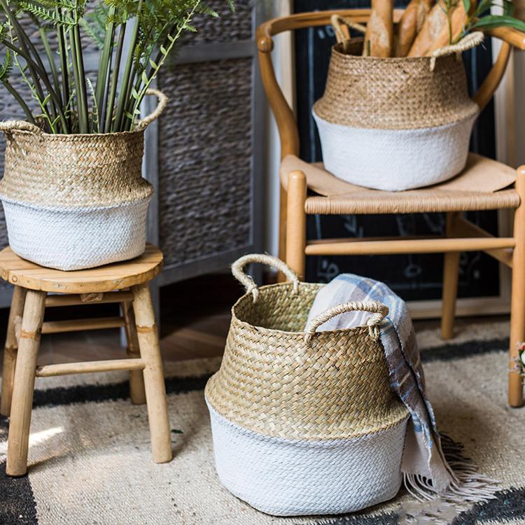 Pop-Up Straw Belly Basket