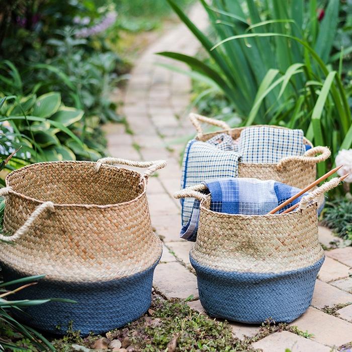 Pop-Up Straw Belly Basket