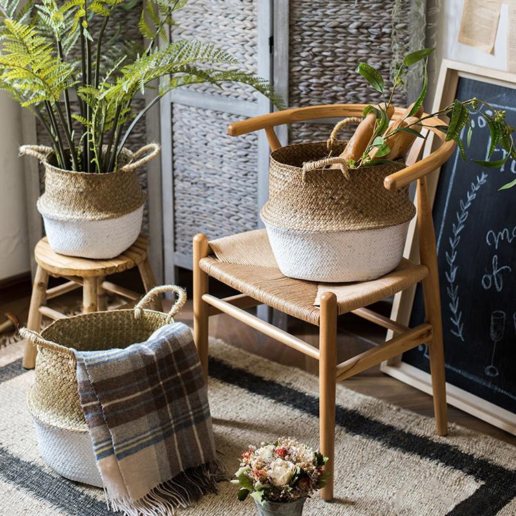 Pop-Up Straw Belly Basket