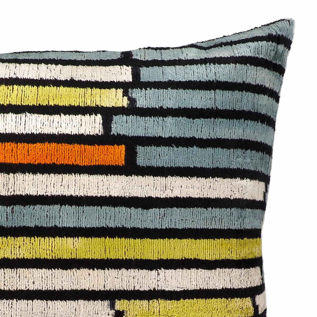 Striped Silk Velvet Ikat Throw Pillow Cover, 20 x 20