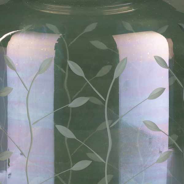 Stewartville Green Etched Glass Jar