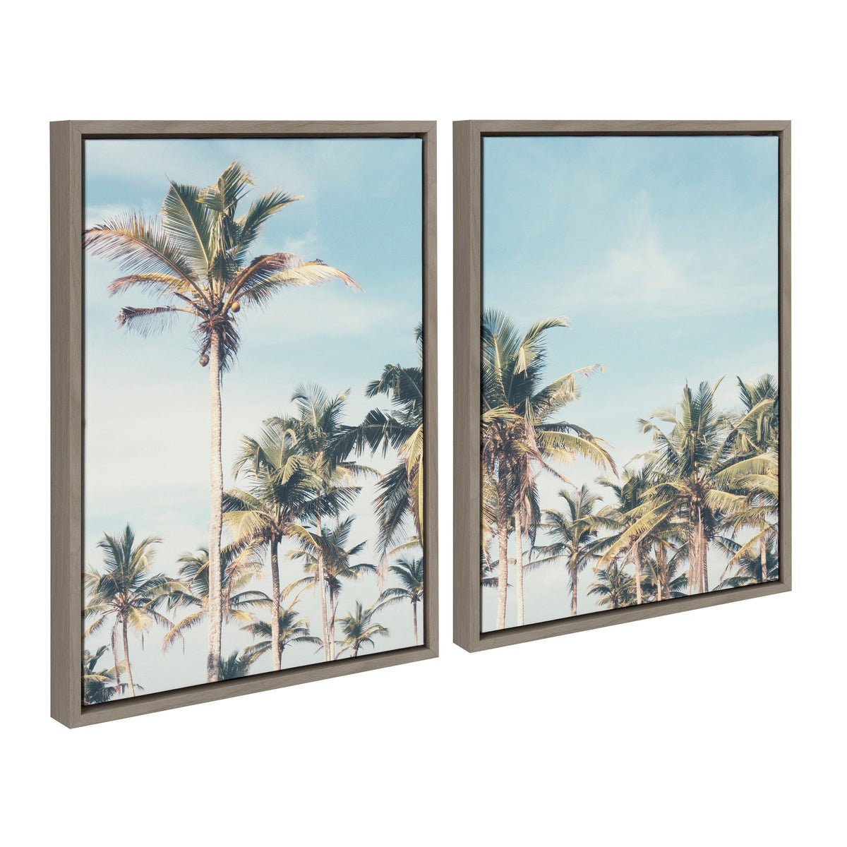 Sylvie Coastal Coconut Palm Tree Beach Framed Canvas Set of 2 by The Creative Bunch Studio