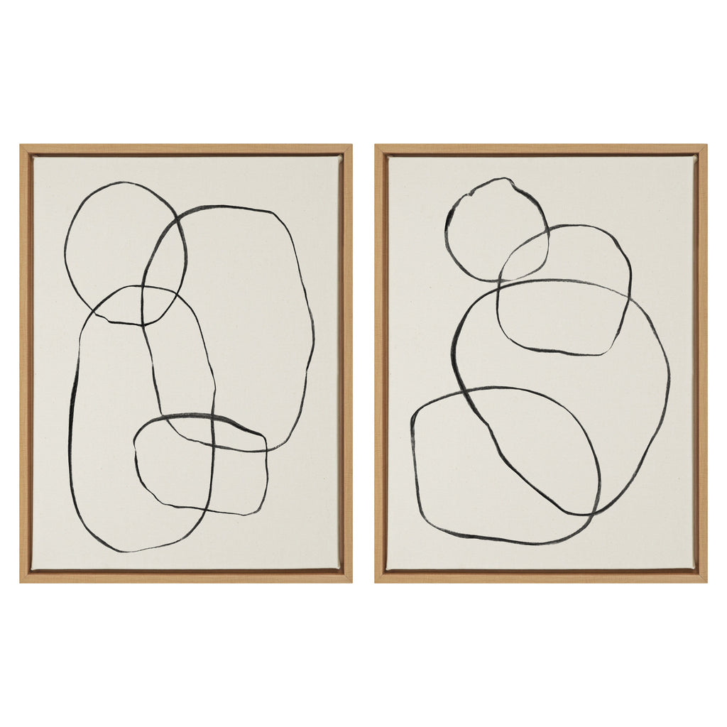 Sylvie Going in Circles Framed Textured Canvas Set of 2 by Teju Reval of SnazzyHues