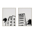 Sylvie Miami Beach Architecture Retro Art Deco Framed Canvas Art Set of 2 by The Creative Bunch Studio