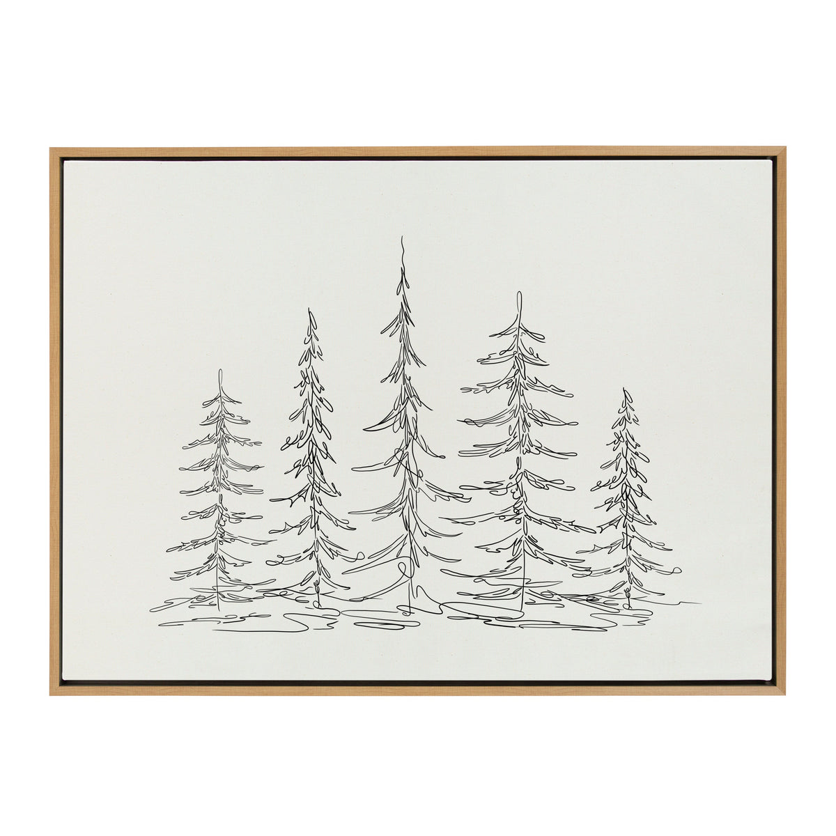 Sylvie Minimalist Evergreen Trees Sketch Framed Canvas by The Creative Bunch Studio
