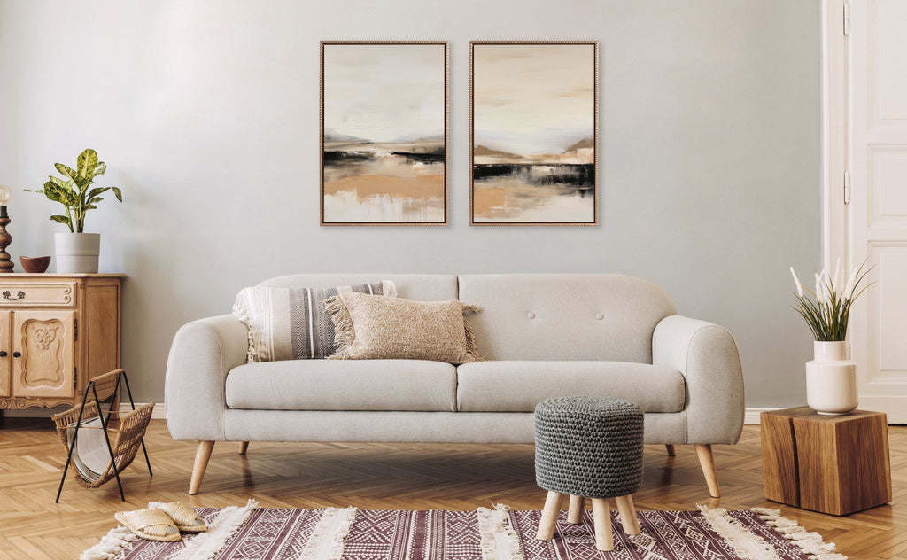 Sylvie Beaded Peaceful Landscape I and II Framed Canvas Art Set of 2 by Amy Lighthall