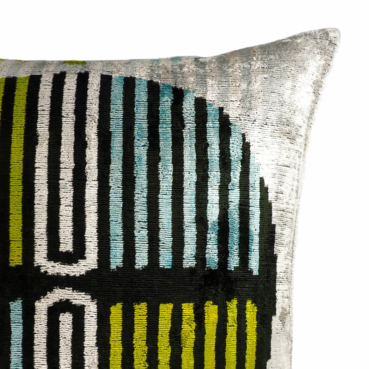 Tamga Silk Velvet Ikat Throw Pillow Cover, 20 x 20
