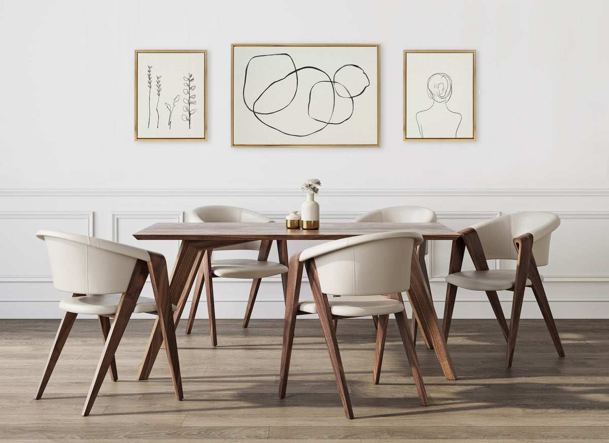 Sylvie Going in Circles and Minimalist Woman Framed Canvas Set of 3 by Teju Reval of SnazzyHues