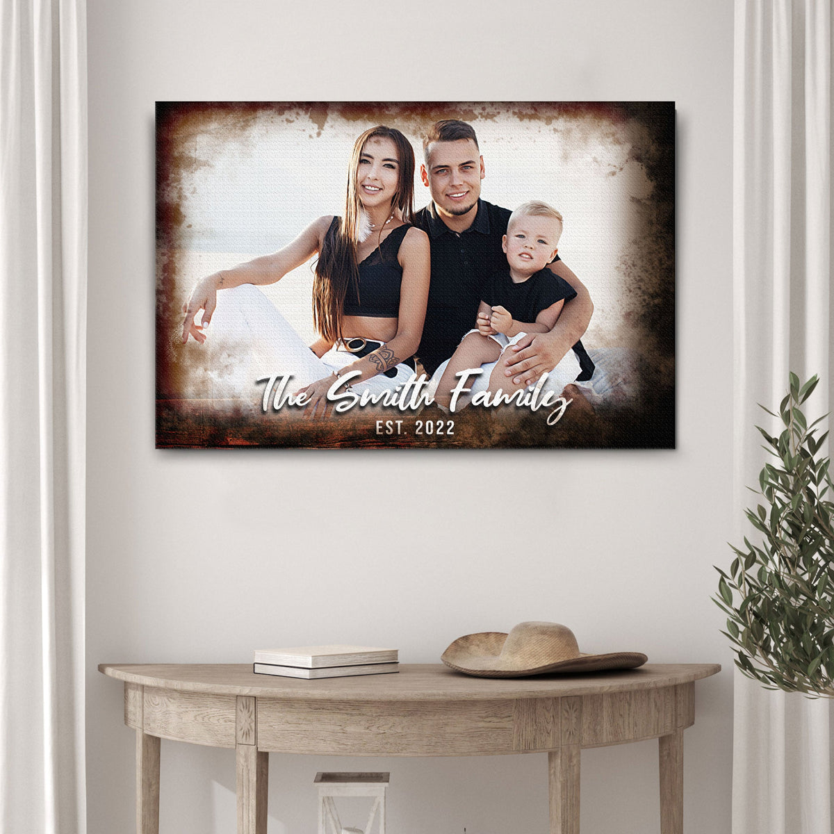 Family Portrait On Wood Sign