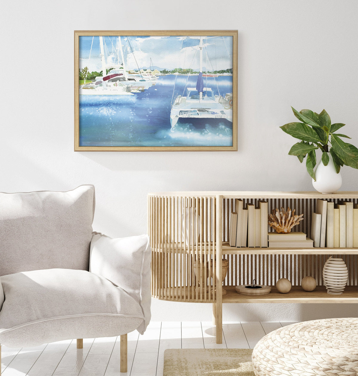 Blake Summer is for Sailing Framed Printed Glass by Janet Meinke-Lau