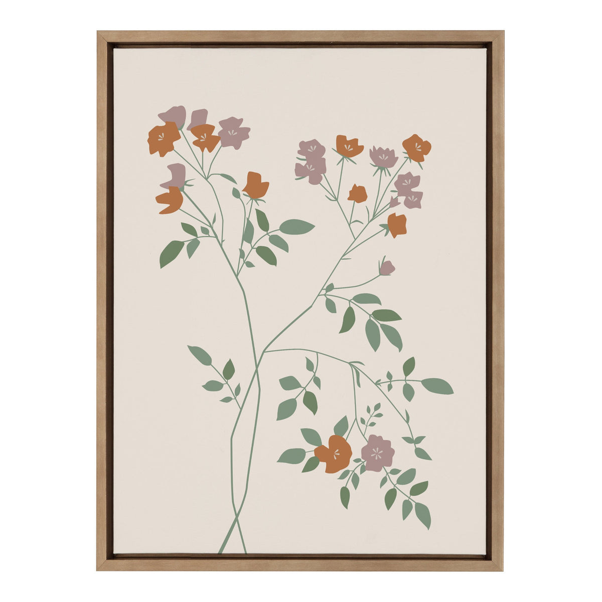 Sylvie Delicate Illustrated Red and Purple Wildflowers Framed Canvas by The Creative Bunch Studio