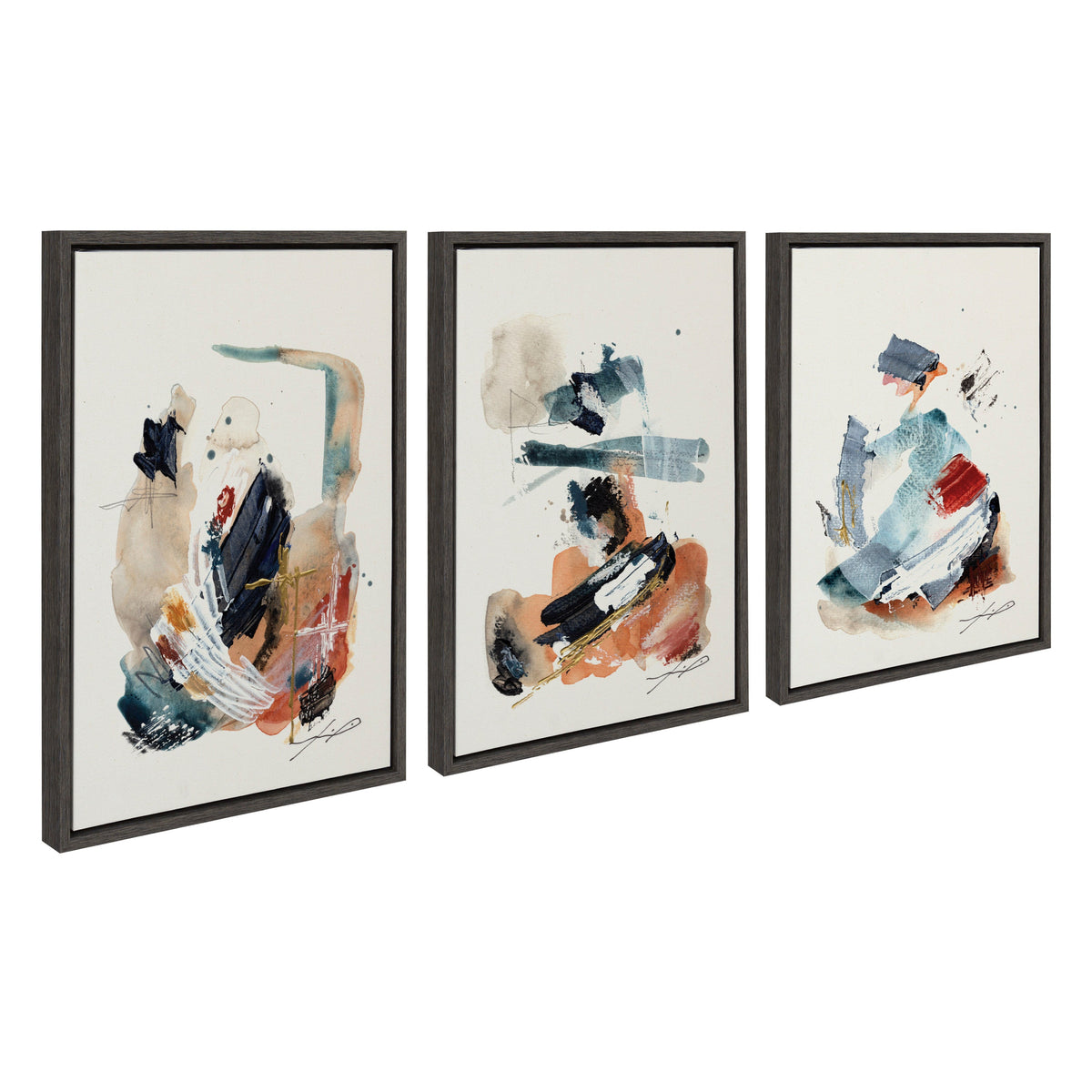 Sylvie By The Fireplace Series Framed Canvas Art Set of 3 by Xizhou Xie