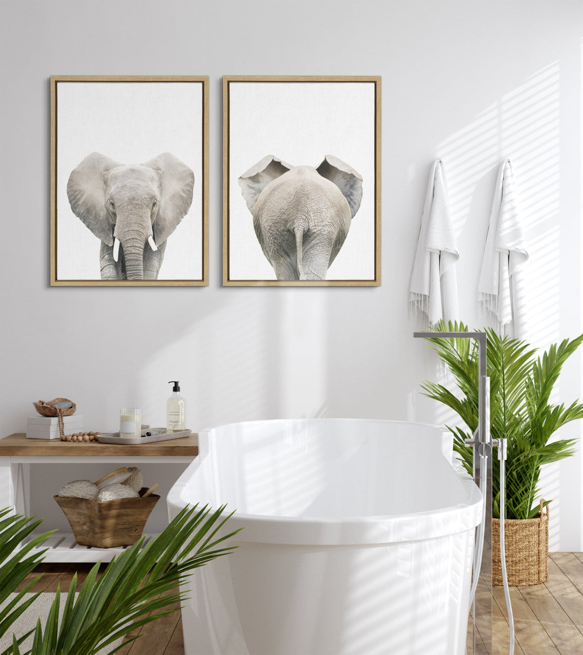 Sylvie Elephant Front and Back Framed Canvas Set of 2 by Amy Peterson Art Studio