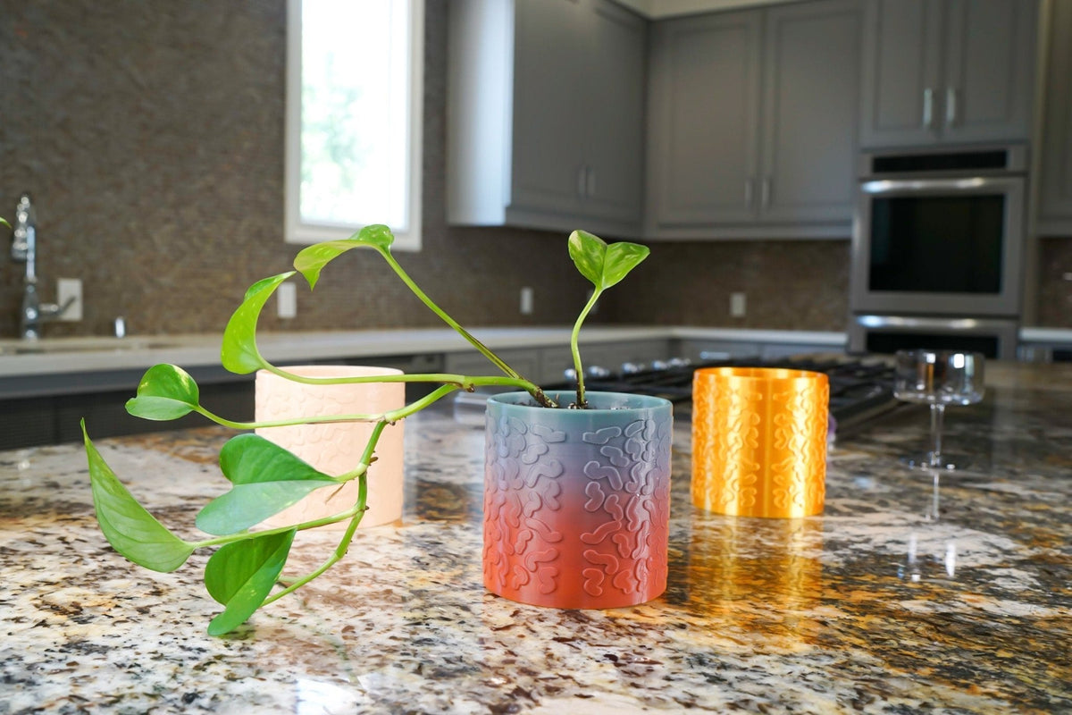 Tiny Squiggle Cheetah Planter Pot, With Drainage & Drip Tray