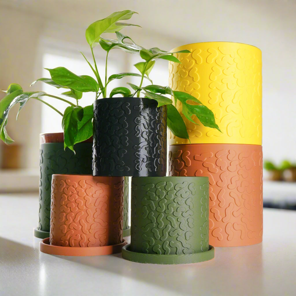 Tiny Squiggle Cheetah Planter Pot, With Drainage & Drip Tray