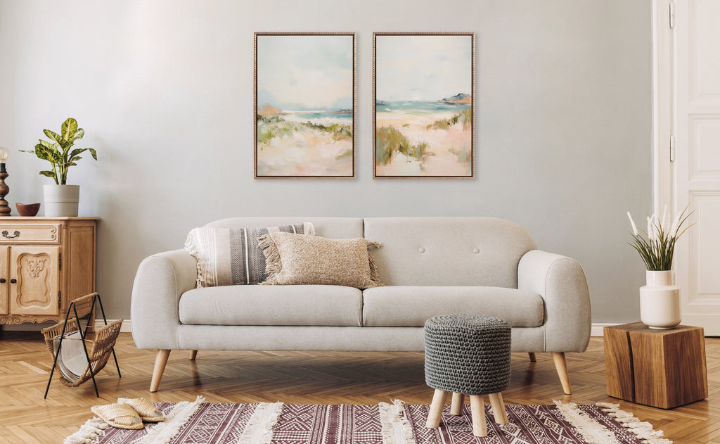 Sylvie Beaded Tranquil Landscape III and V Framed Canvas Art Set of 2 by Amy Lighthall