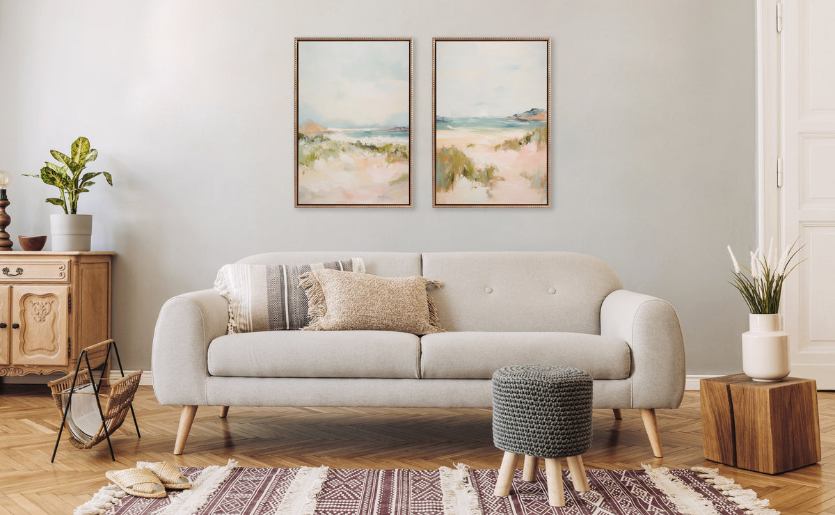 Sylvie Beaded Tranquil Landscape III and V Framed Canvas Art Set of 2 by Amy Lighthall