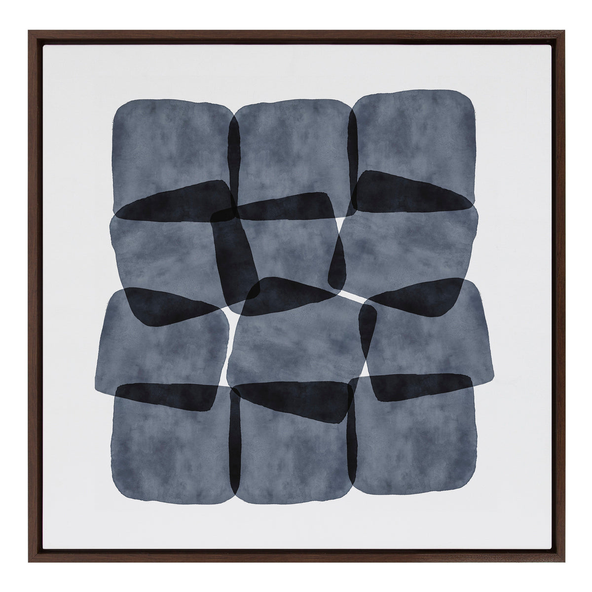 Sylvie Navy Block Abstract Framed Canvas by Amy Lighthall