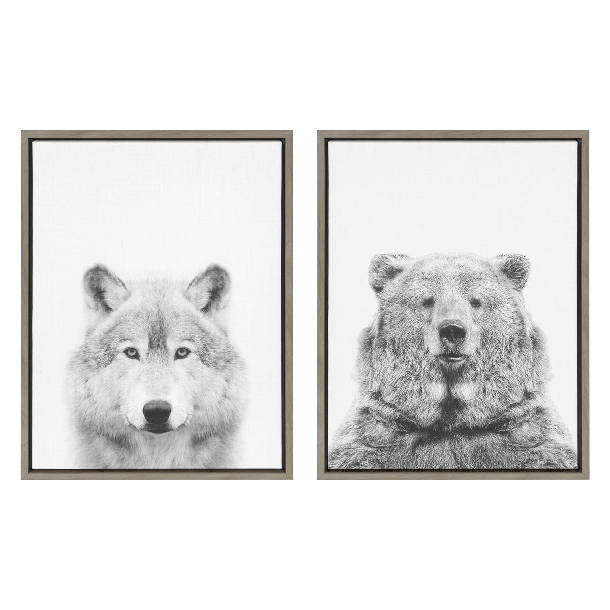 Sylvie Wolf and Bear European Framed Canvas Art Set of 2 by Simon Te of Tai Prints