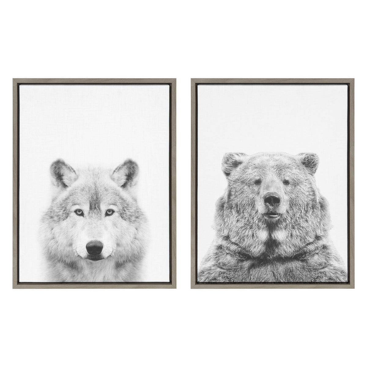 Sylvie Wolf and Bear European Framed Canvas Art Set of 2 by Simon Te of Tai Prints