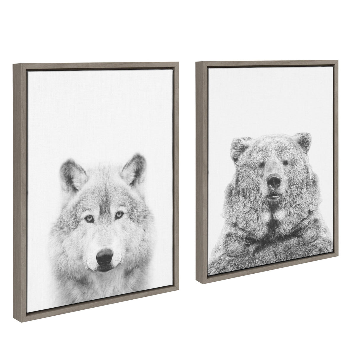 Sylvie Wolf and Bear European Framed Canvas Art Set of 2 by Simon Te of Tai Prints
