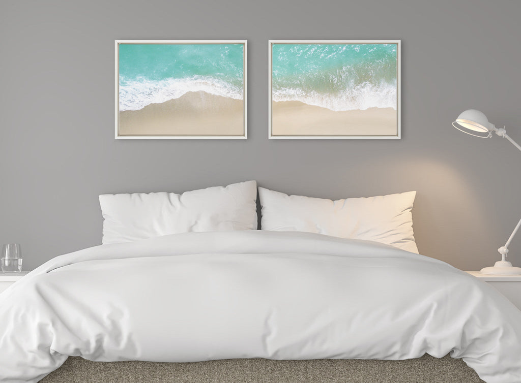 Sylvie Ocean Beach Fantasy Left and Right Framed Canvas Set of 2 by The Creative Bunch Studio