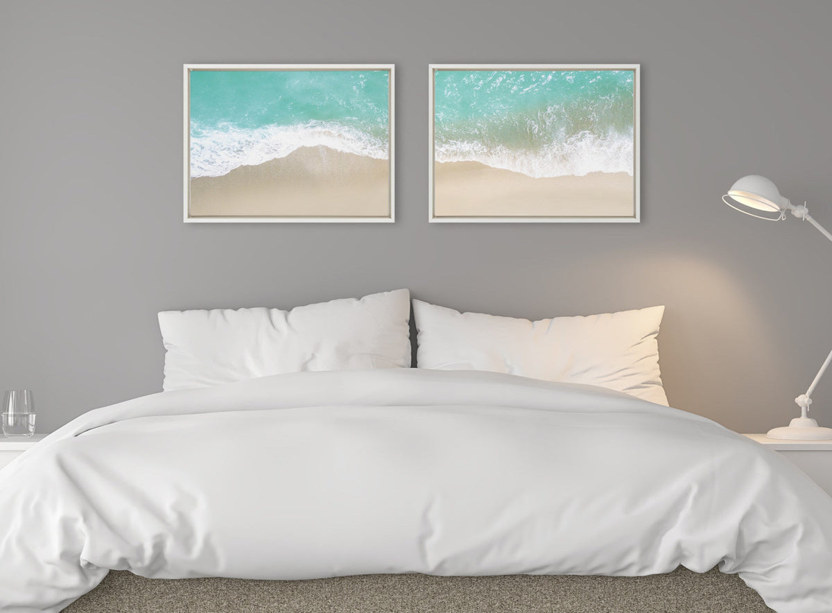 Sylvie Ocean Beach Fantasy Left and Right Framed Canvas Set of 2 by The Creative Bunch Studio