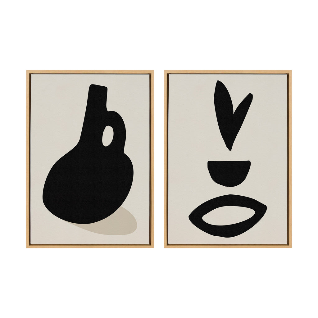 Sylvie Black Vase and Fly Away Framed Canvas Set of 2 by Rocket Jack