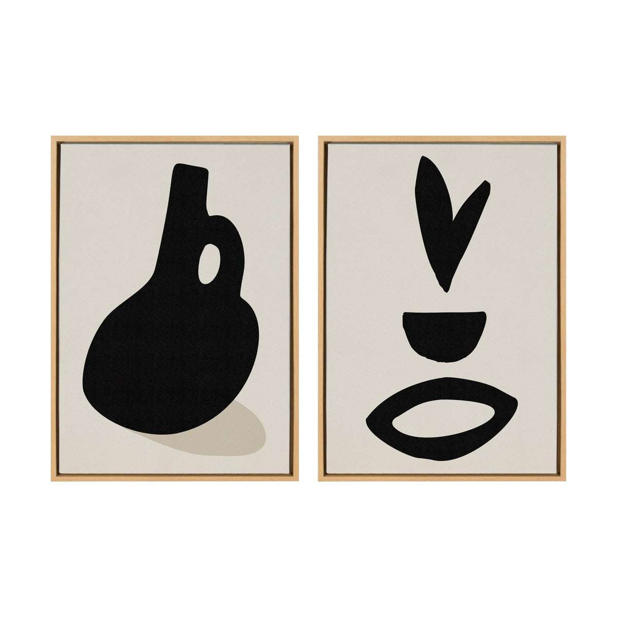 Sylvie Black Vase and Fly Away Framed Canvas Set of 2 by Rocket Jack