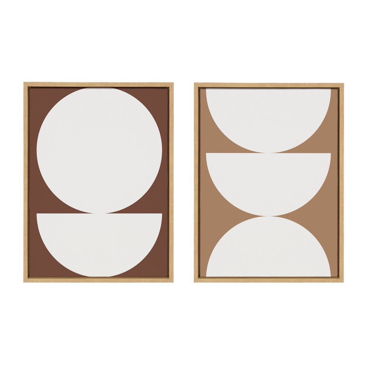 Sylvie Earthy Boho Geometric 1 Brown and Earthy Boho Geometric 2 Terra Cotta Framed Canvas Set of 2 by The Creative Bunch Studio