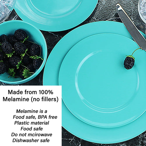 12-Piece Melamine Dinnerware Set for 4, Turquoise