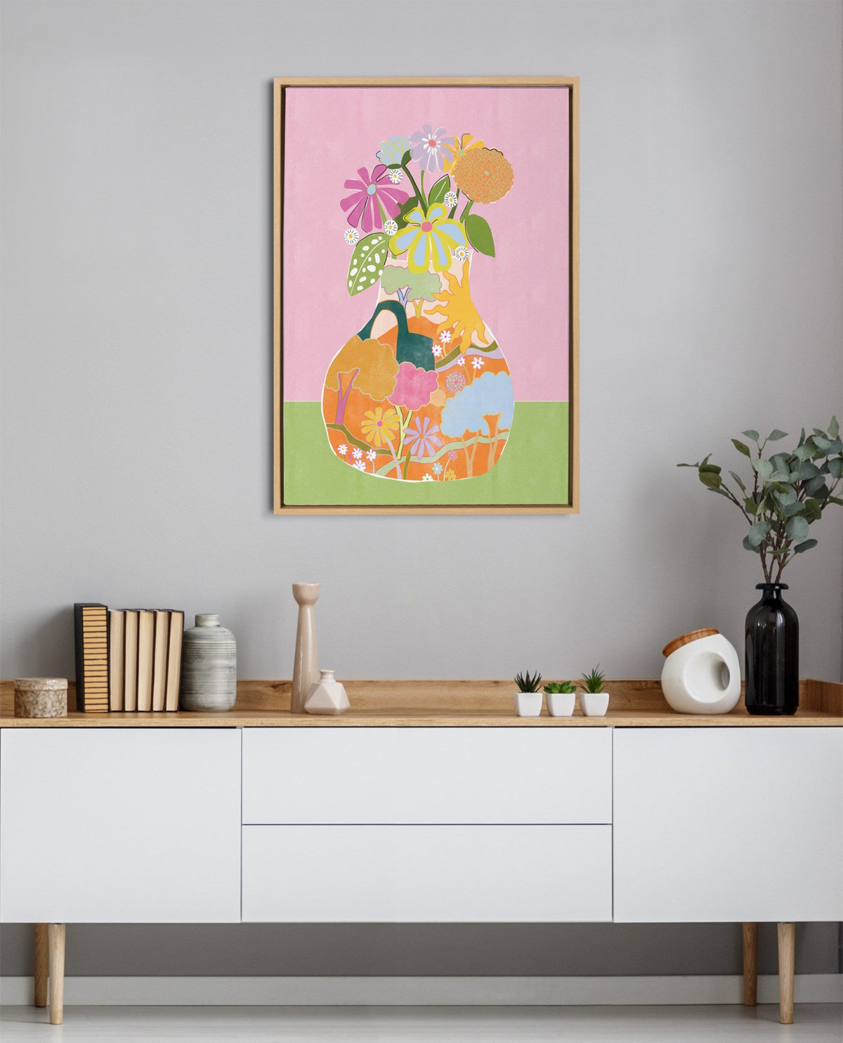Sylvie Miracle Vase Framed Canvas by Alja Horvat