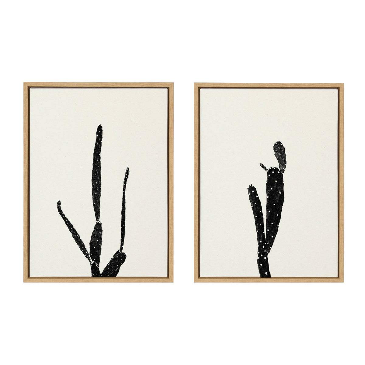 Sylvie Black and White Vintage Film Grain Cactus 1 and 2 Framed Canvas Set of 2 by Stephanie Klatt