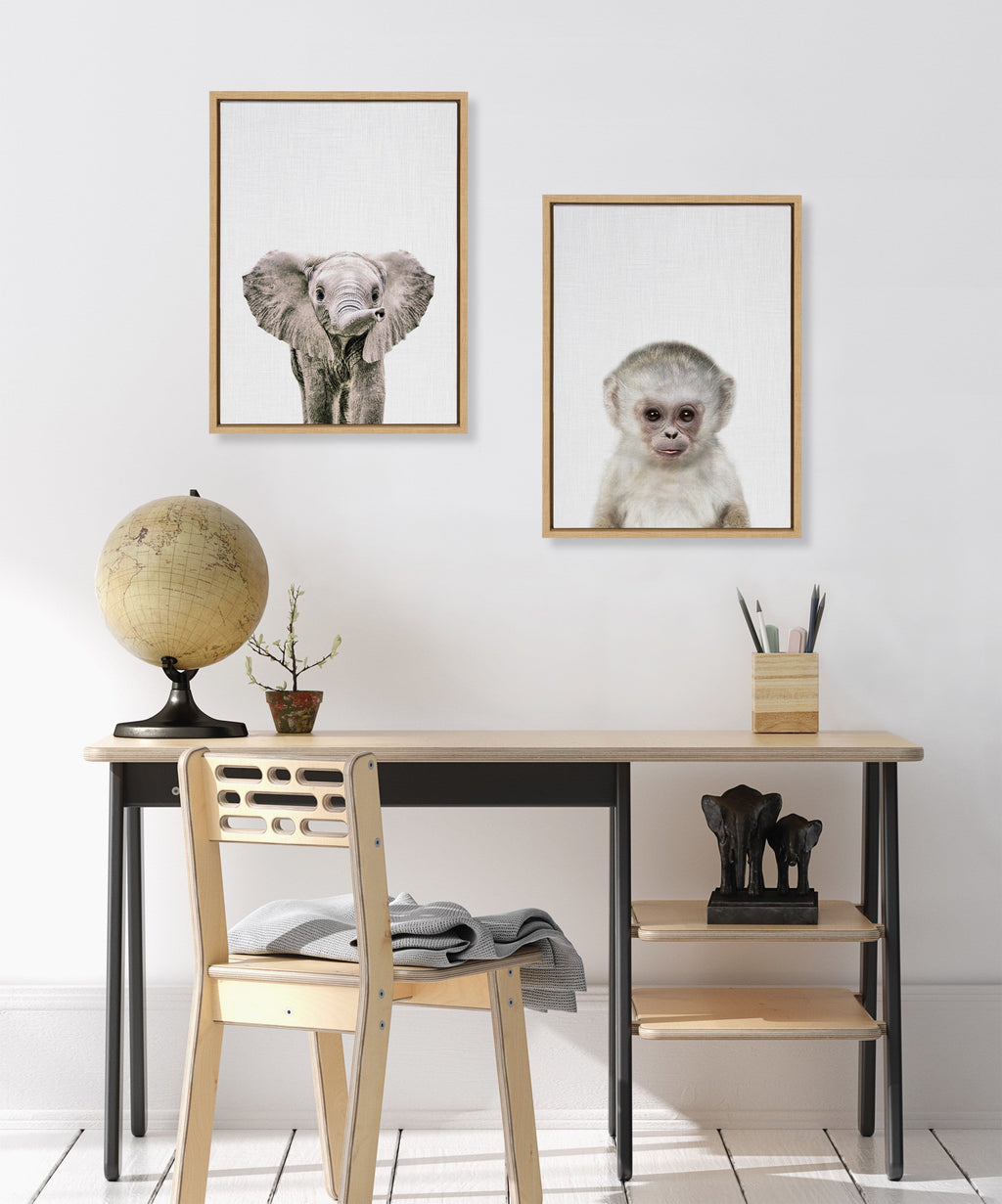 Sylvie Monkey Color Framed Canvas by Simon Te of Tai Prints