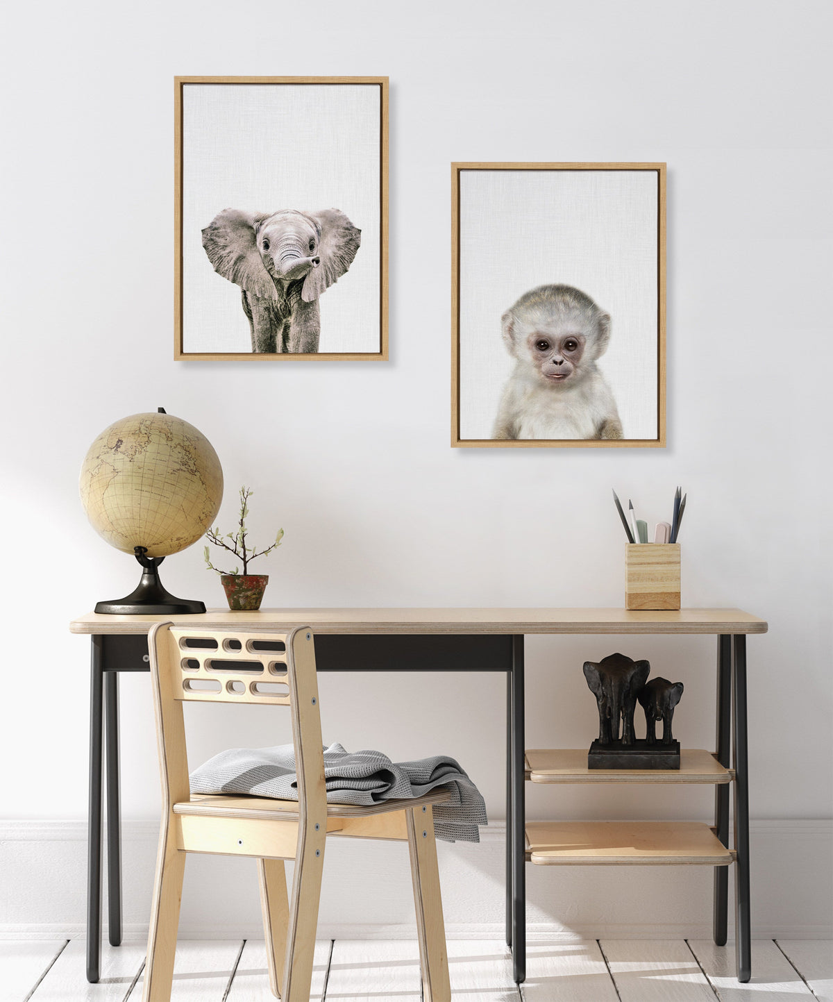 Sylvie Monkey Color Framed Canvas by Simon Te of Tai Prints