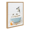 Sylvie Three Penguins Beach House Bath Framed Canvas by Amy Peterson