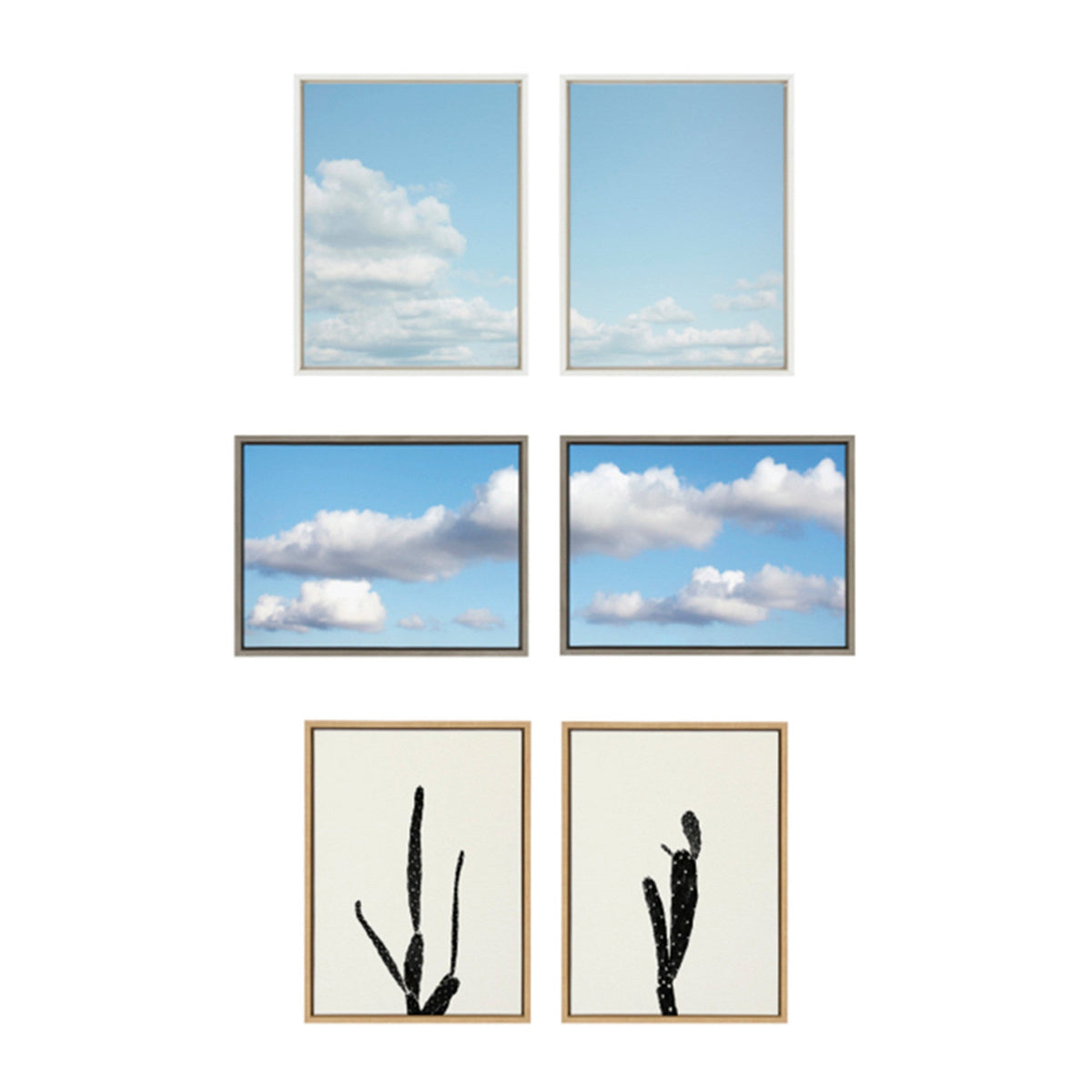 Sylvie Black and White Vintage Film Grain Cactus 1 and 2 Framed Canvas Set of 2 by Stephanie Klatt