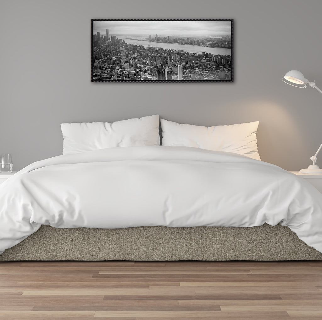 Sylvie Beaded New York No 1 Black and White Framed Canvas by Crystal Lynn Collins
