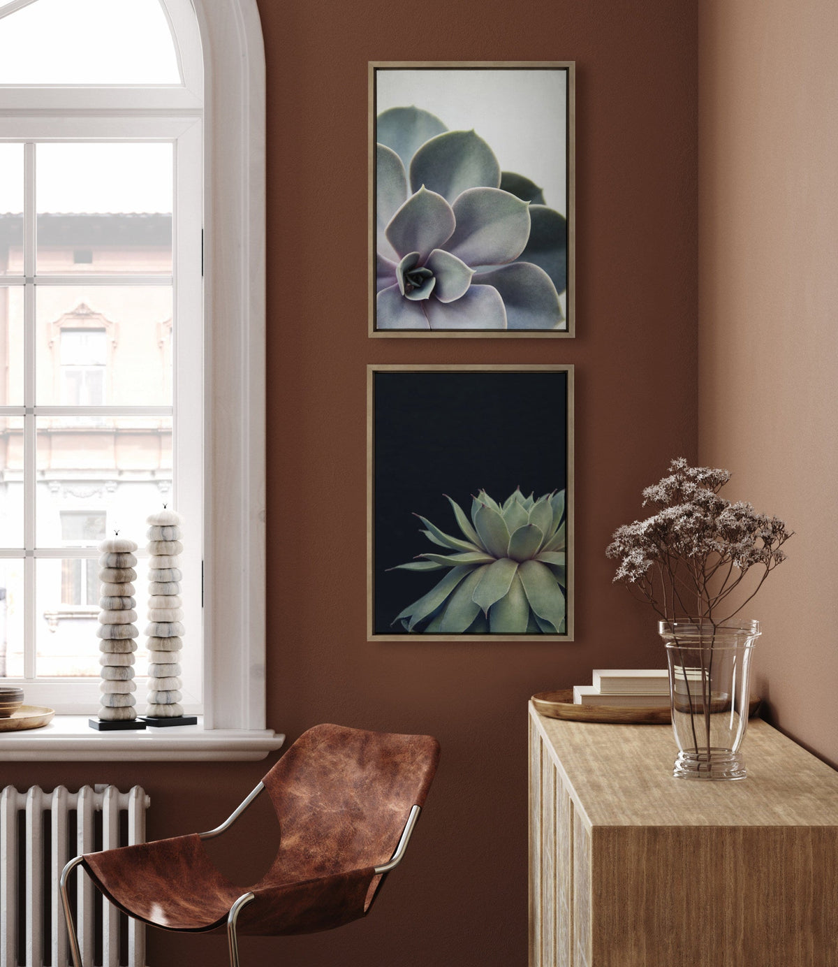 Sylvie Succulent 5 and Succulent 8 Framed Canvas Set of 2 by Emiko and Mark Franzen of F2Images