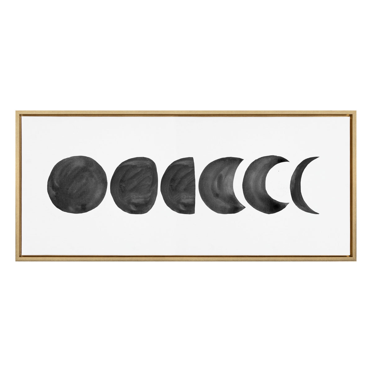 Sylvie Linear Moon Phases BW Framed Canvas by Teju Reval of SnazzyHues