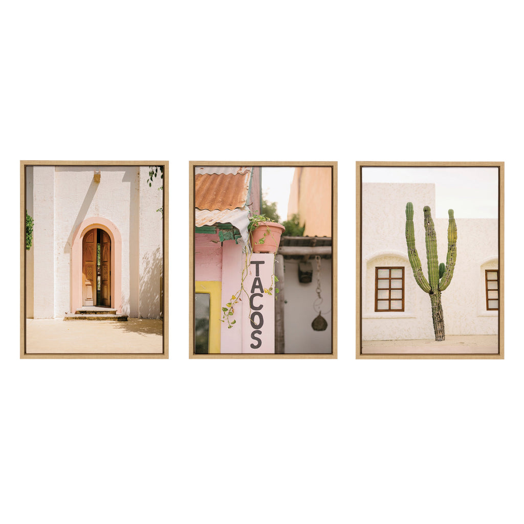 Sylvie Cabo San Lucas No 4, Isla Holbox No 3, Cactus no 2 Mexico Framed Canvas Art Set by Crystal Lynn Collins