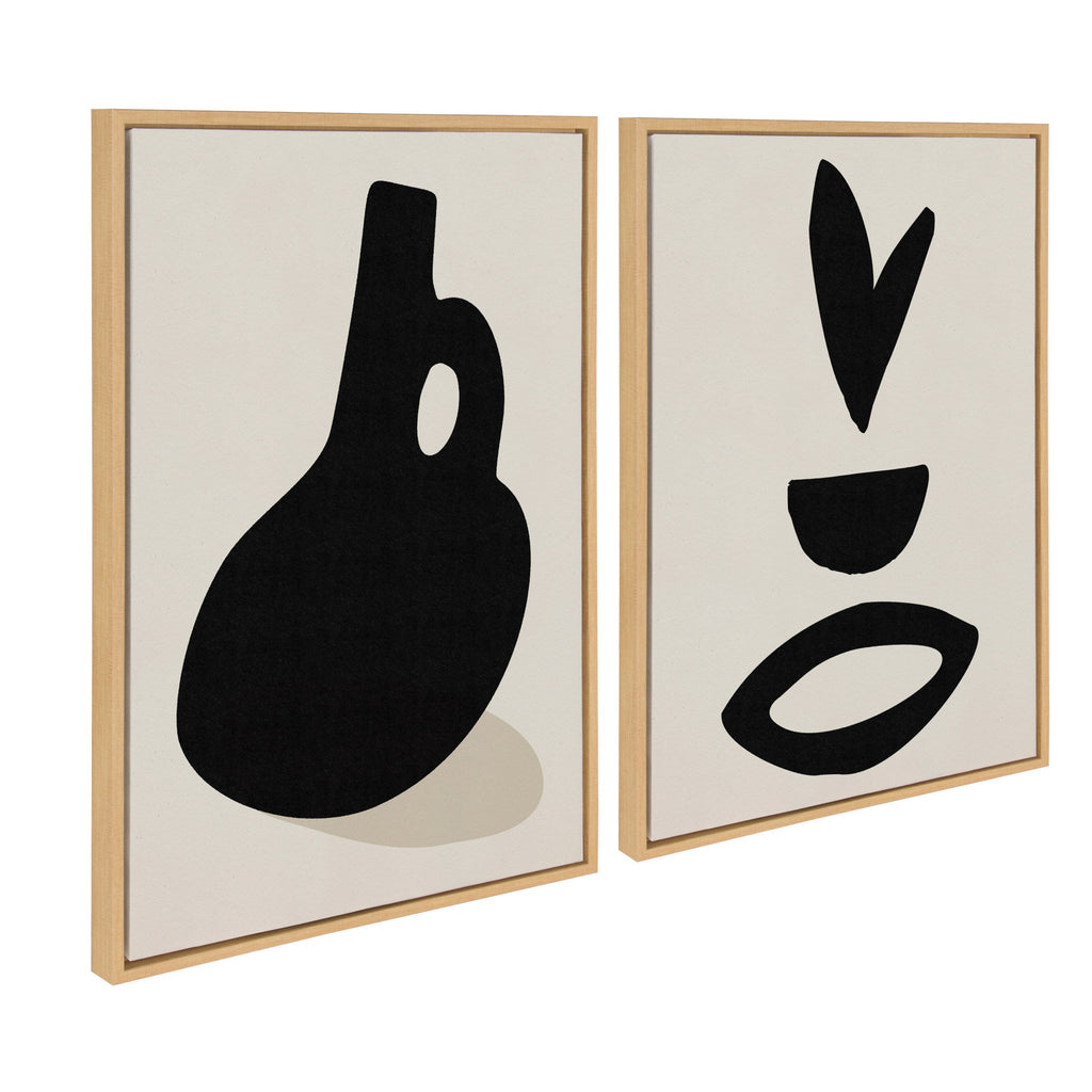 Sylvie Black Vase and Fly Away Framed Canvas Set of 2 by Rocket Jack