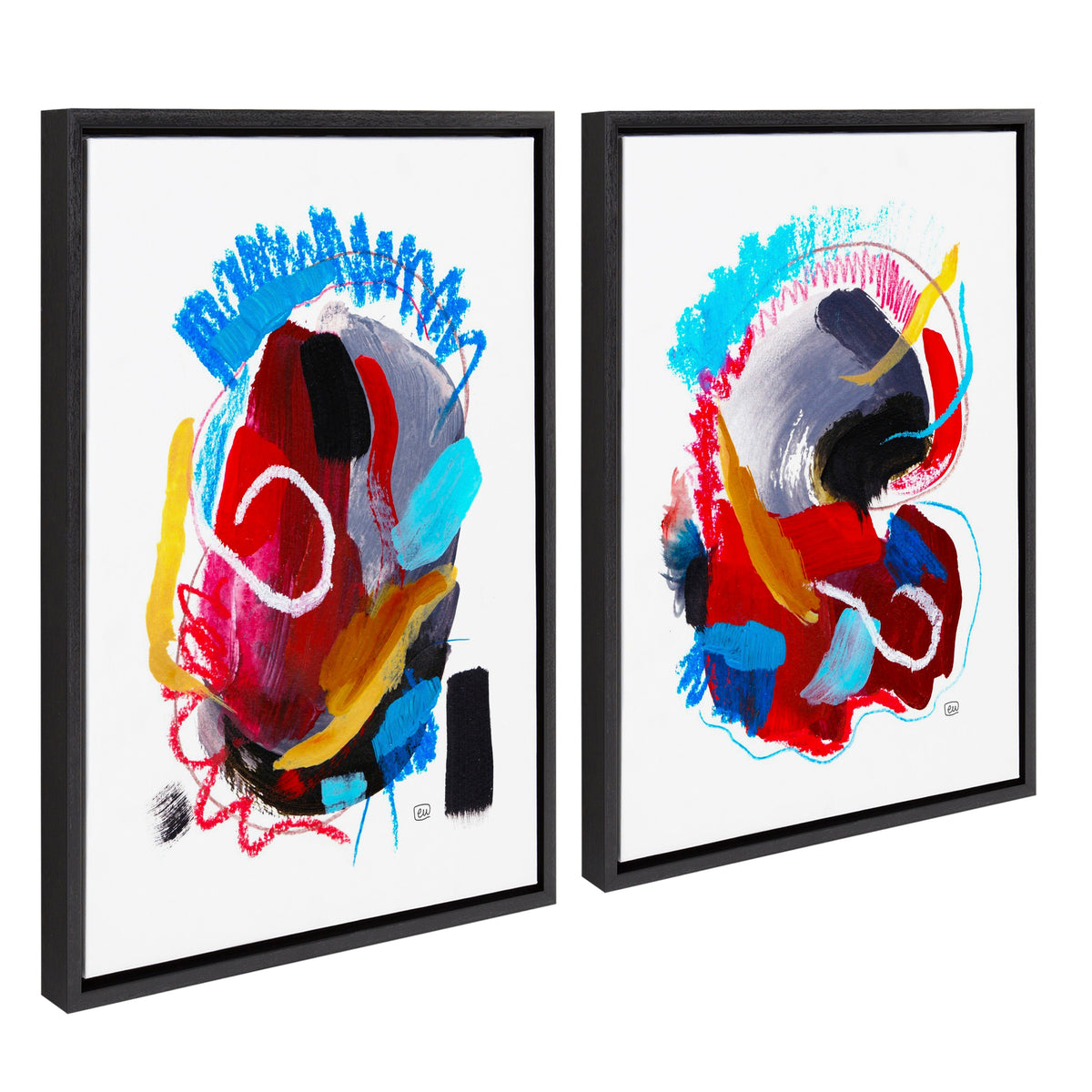 Sylvie Intensity No 1 and 2 Framed Canvas Art Set by Erika Wynn